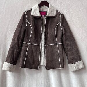 Size Small Genuine Leather Xhilaration Jacket Brown Sherpa Shearling Y2K Coat